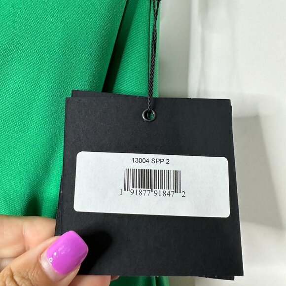 NWT Mac Duggal One Shoulder Gown with Center Fabric Detail Spring Green 2 #A0099 - Picture 4 of 6